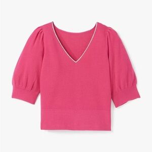 Kate Spade Vibrant Pink Puff Sleeve Crop Top